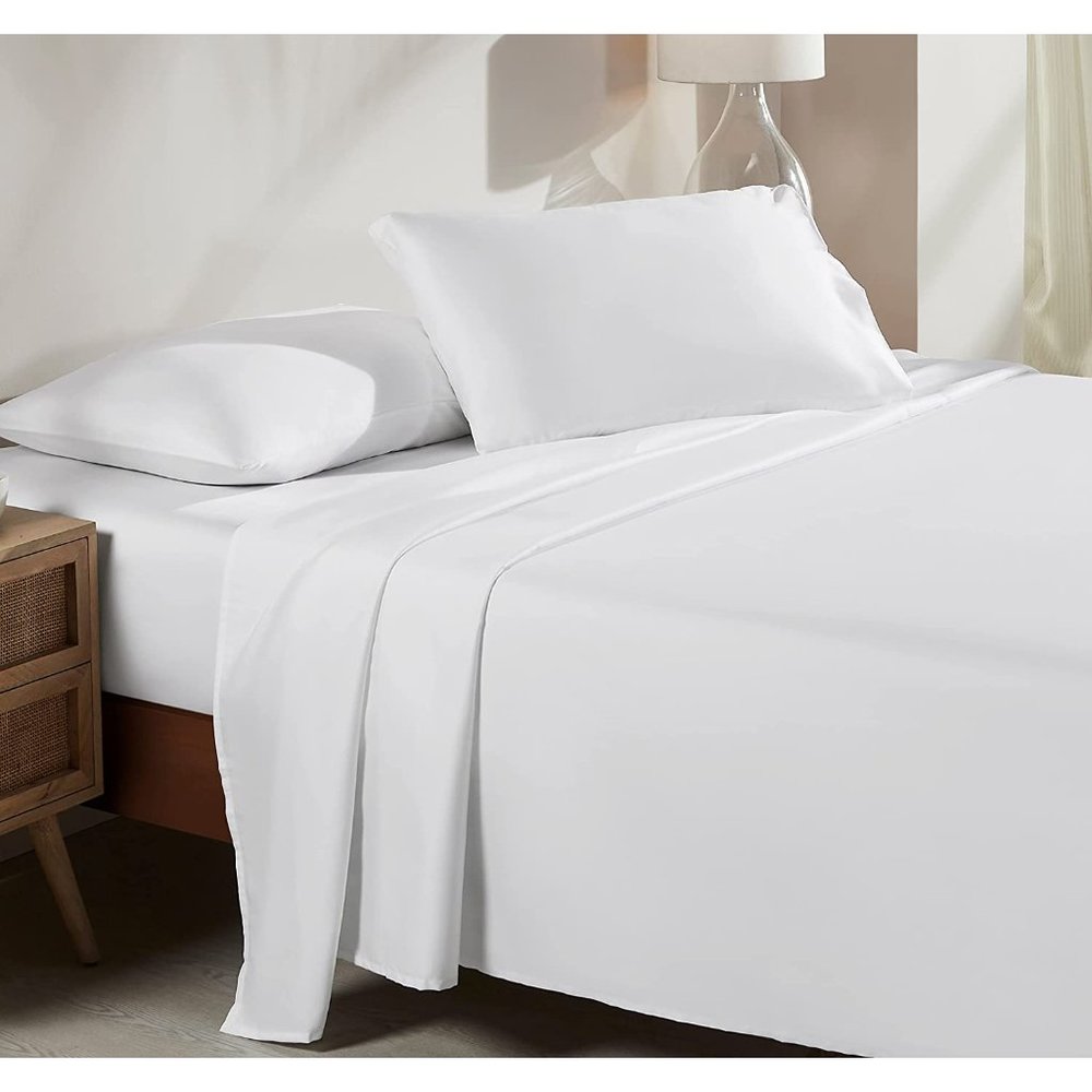 Soft Cooling Sheets 100% Cotton  with Deep Pockets, 4 Piece Bedding